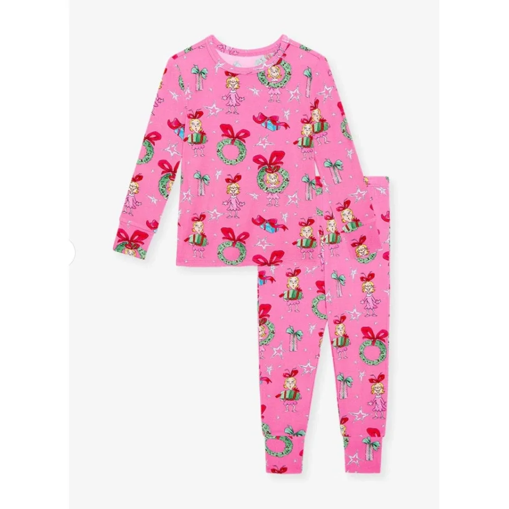Posh Peanut 7/8 Dr. Seuss Grinch Pink Cindy Lou Who Pajama PJ Set NWT